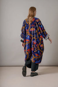 Climbing Peacock Blue Velvet Grande Kimono