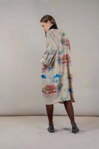 Oriental Landscape Grey Velvet Grande Kimono