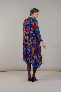 Asymmetric Dress Peacock Royal Blue